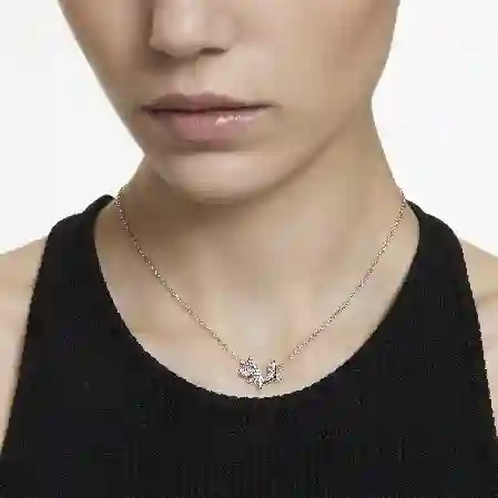 Resim Idyllia Lilia Kolye, Kelebek, Beyaz, Rodyum kaplama