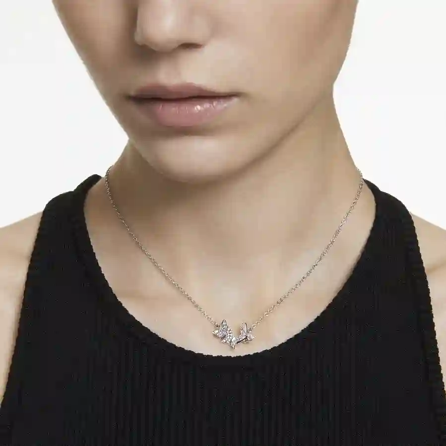 Resim Idyllia Lilia Kolye, Kelebek, Beyaz, Rodyum kaplama