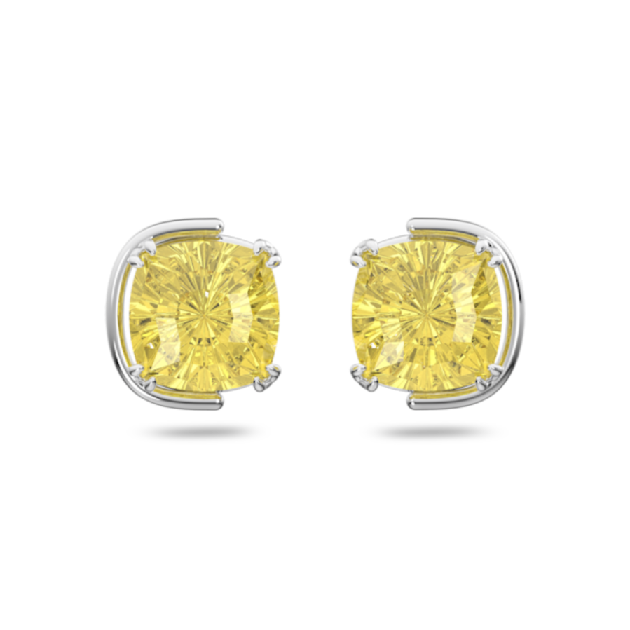 Resim Harmonia düğme Küpeler, Yastık kesim, Sarı, Rodyum kaplama