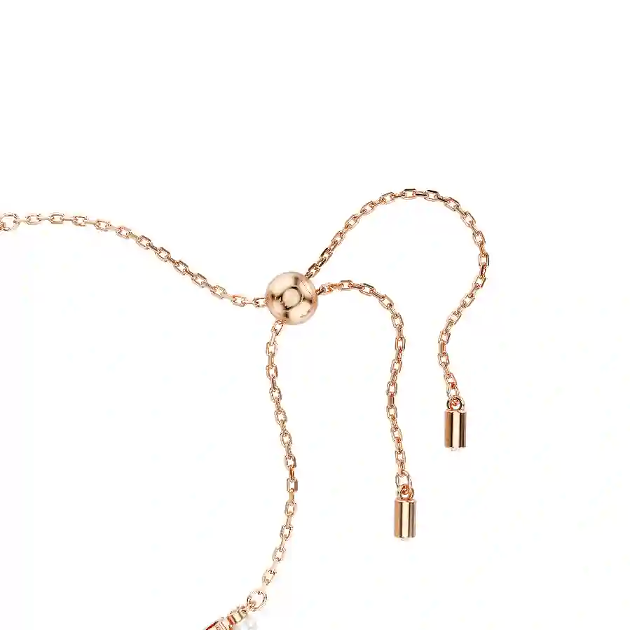 Resim Matrix Tennis bileklik, Kristal inci, Yuvarlak kesimler, Beyaz, Pembe altın rengi kaplama