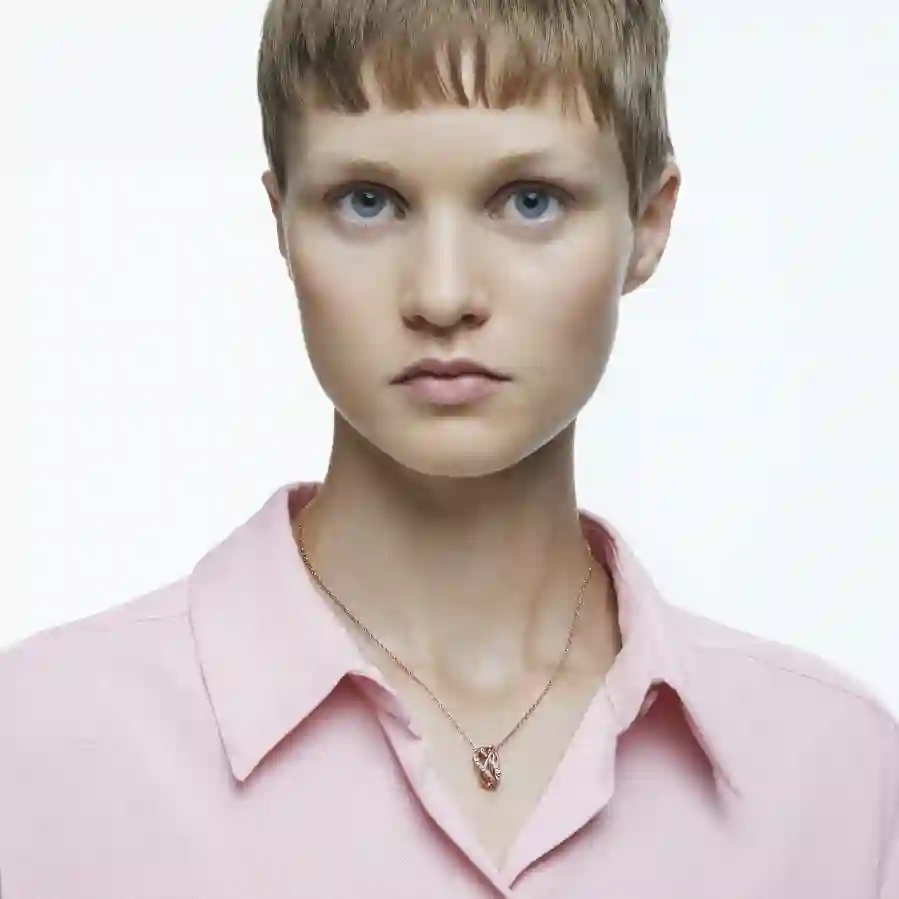 Resim Twist Kolye, Beyaz, Pembe altın rengi kaplama