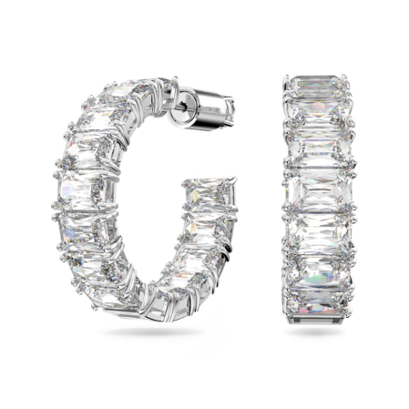 Resim Millenia halka küpeler, Sekizgen kesim, Beyaz, Rodyum kaplama