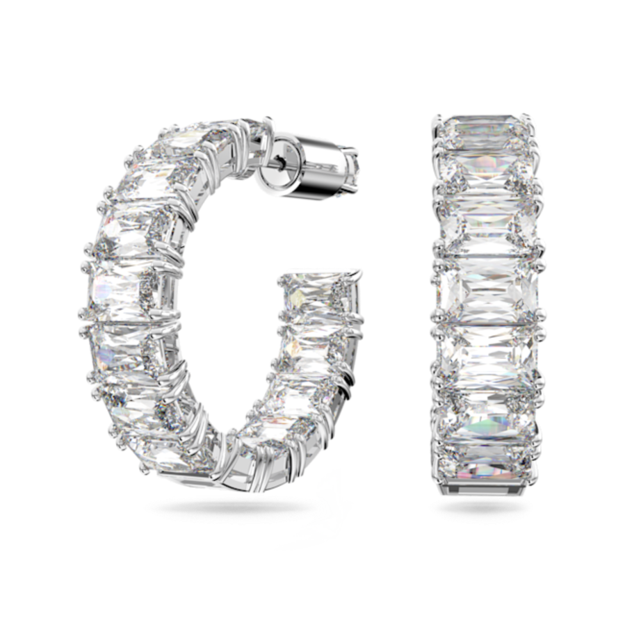 Resim Millenia halka küpeler, Sekizgen kesim, Beyaz, Rodyum kaplama