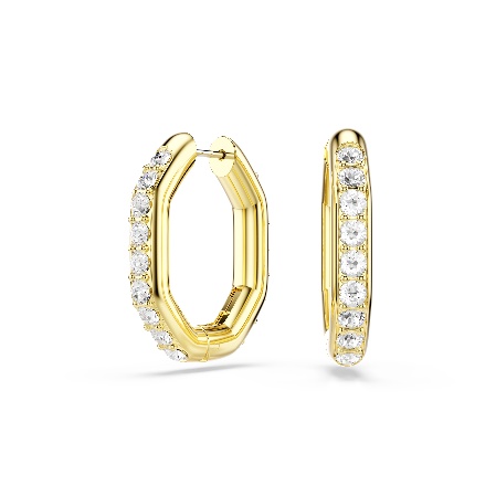 Resim Dextera halka küpeler, Sekizgen şekil, Yuvarlak kesim, Beyaz, Altın rengi kaplama