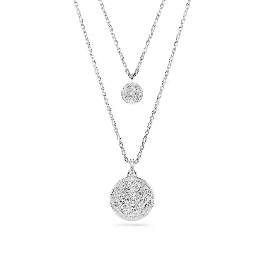 Resim Meteora Katlı Kolye, Beyaz, Rodyum kaplama