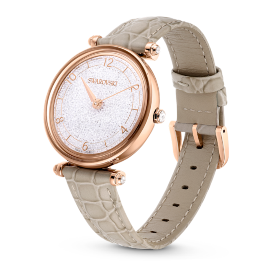 Resim Crystalline wonder Saat, İsviçre Üretimi, Deri kayış, Bej, Pembe altın rengi yüzey