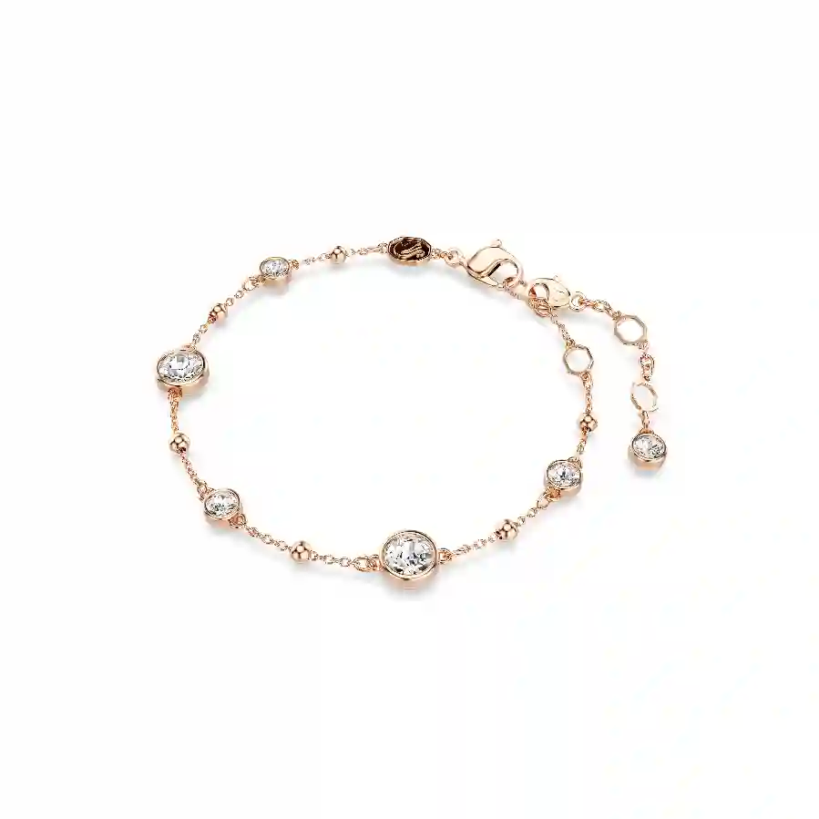 Resim Imber Bileklik, Yuvarlak kesim, Beyaz, Pembe altın rengi kaplama