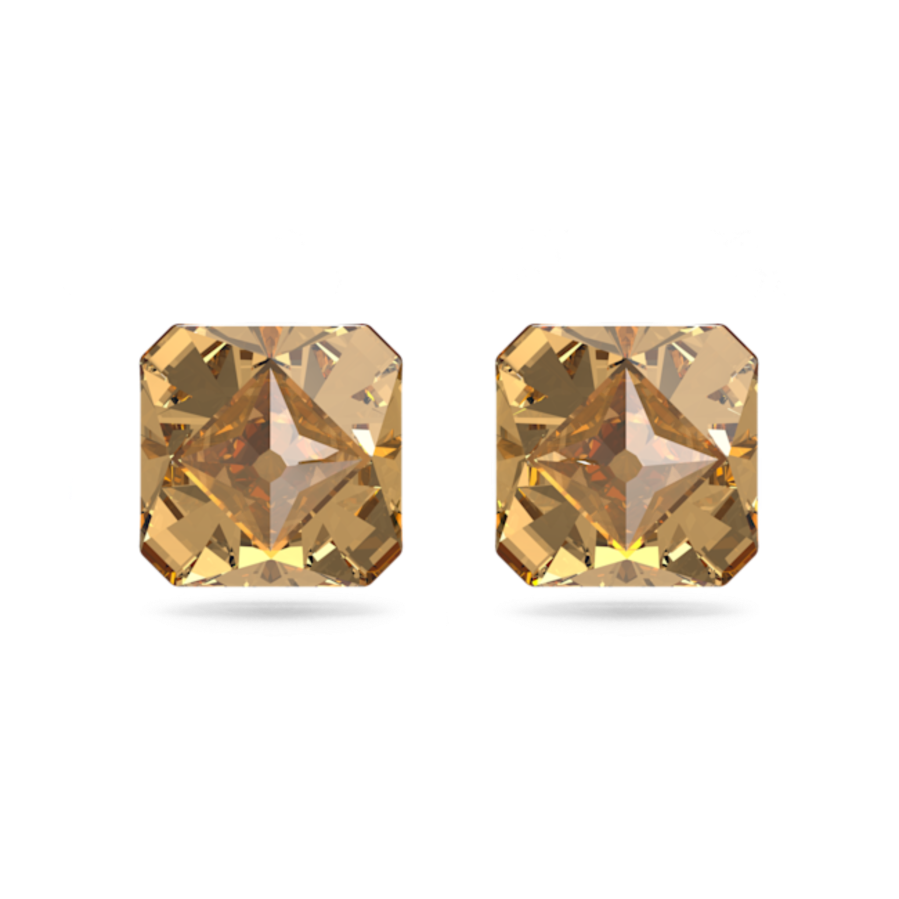 Resim Matrix düğme Küpeler, Piramit kesim, Sarı, Altın rengi kaplama