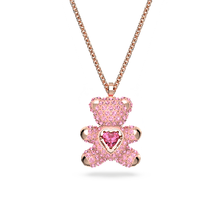 Resim Teddy Kolye, Ayıcık, Pembe, Pembe altın rengi kaplama