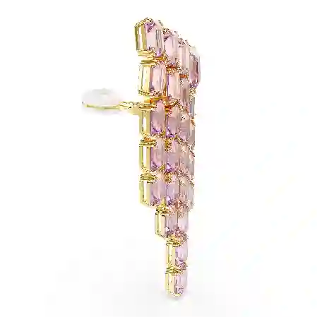 Resim Millenia Klipsli Küpeler, Sekizgen kesim, Avize, Mor, Altın rengi kaplama