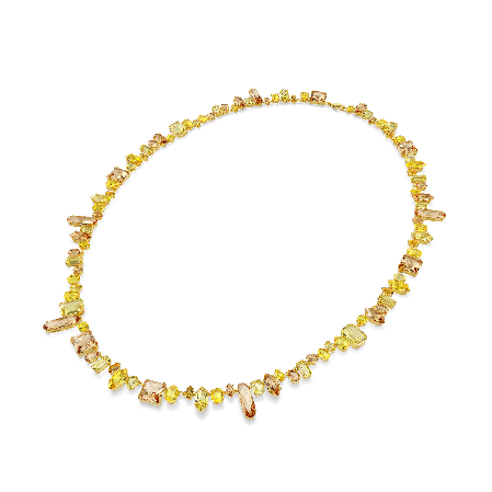 Resim Gema Dizi Kolye, Karışık kesimler, Sarı, Altın rengi kaplama