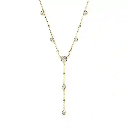 Resim Imber Y-Kolye, Yuvarlak kesim, Beyaz, Altın rengi kaplama