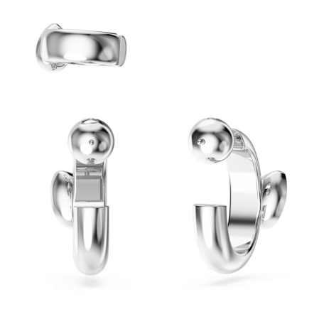 Resim Imber Kelepçeli halka küpeler, Set (3), Armut kesim, Beyaz, Rodyum kaplama