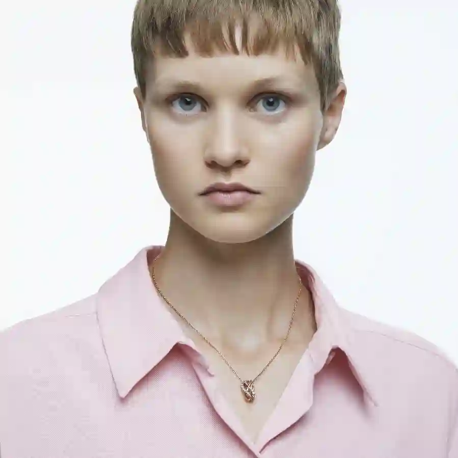 Resim Twist Kolye, Beyaz, Pembe altın rengi kaplama