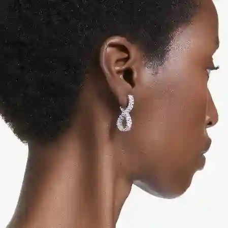 Resim Hyperbola halka küpeler, Infinity, Beyaz, Rodyum kaplama