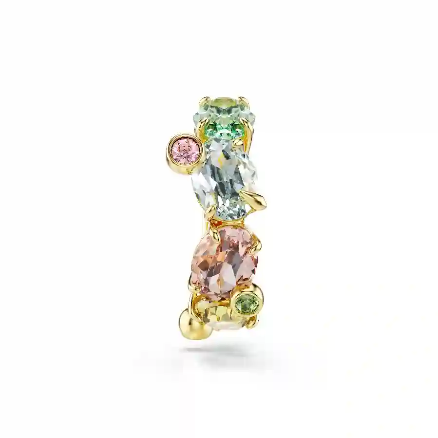 Resim Gema Kelepçe Küpe, Tek, Karışık kesimler, Çok renkli, Altın rengi kaplama