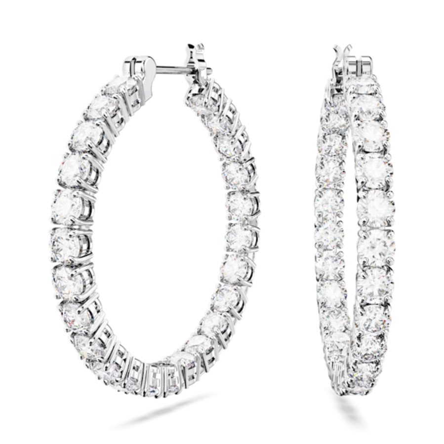 Resim Matrix halka küpeler, Yuvarlak kesim, Beyaz, Rodyum kaplama