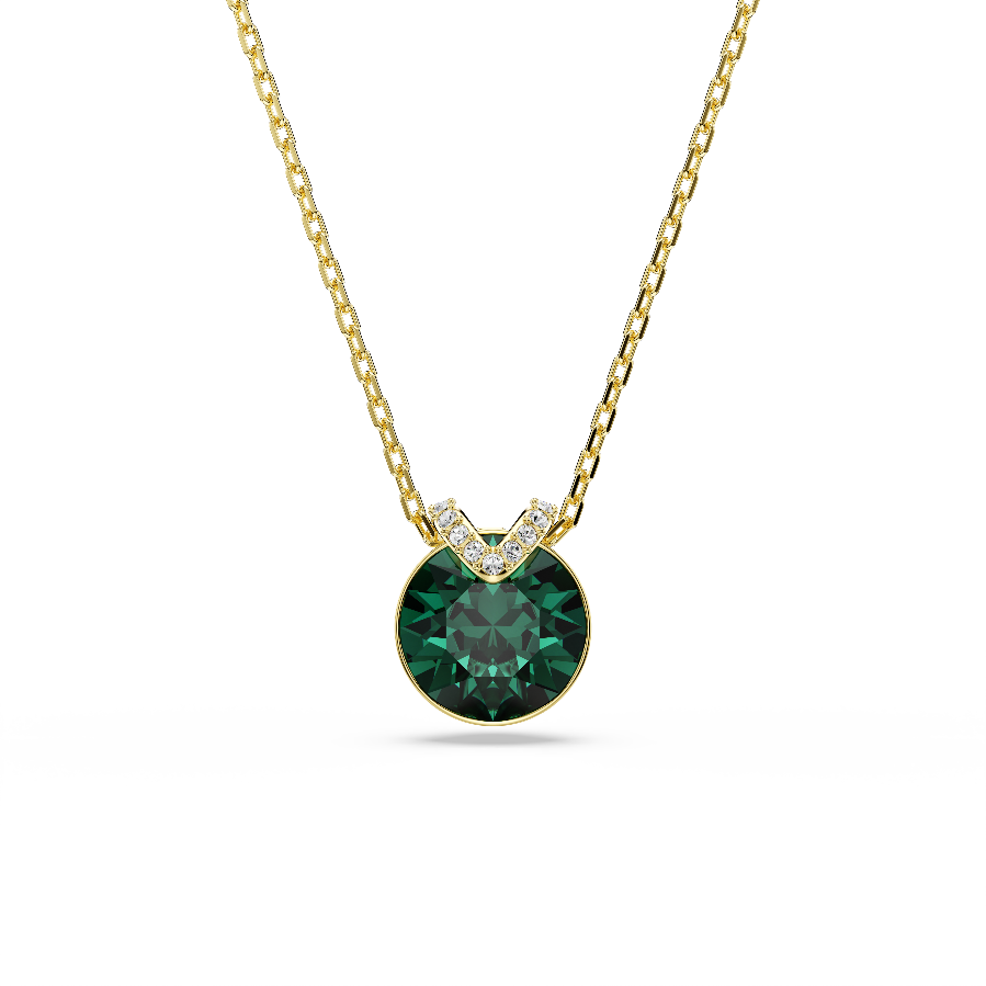 Resim Bella V Kolye, Yuvarlak kesim, Yeşil, Altın rengi kaplama