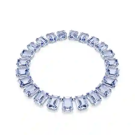 Resim Millenia Tennis kolye, Büyük kristaller, Sekizgen kesim, Mavi, Rodyum kaplama