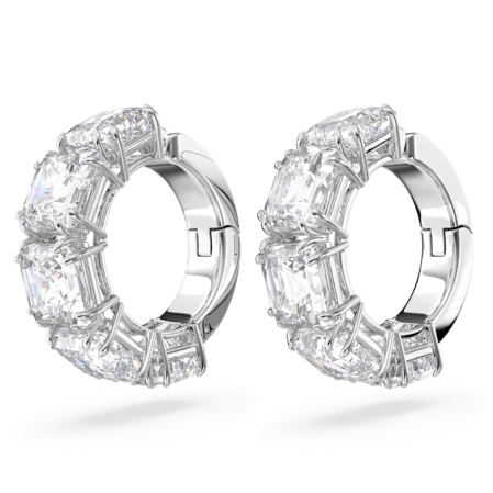 Resim Millenia Klipsli Küpeler, Kare kesim, Beyaz, Rodyum kaplama