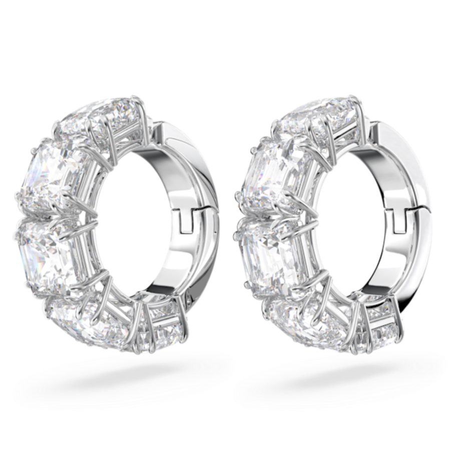 Resim Millenia Klipsli Küpeler, Kare kesim, Beyaz, Rodyum kaplama