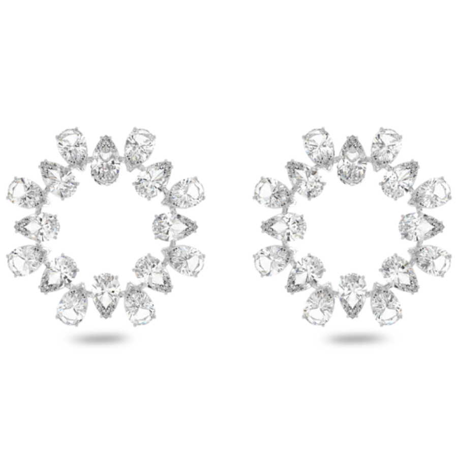 Resim Millenia halka küpeler, Armut kesim, Beyaz, Rodyum kaplama