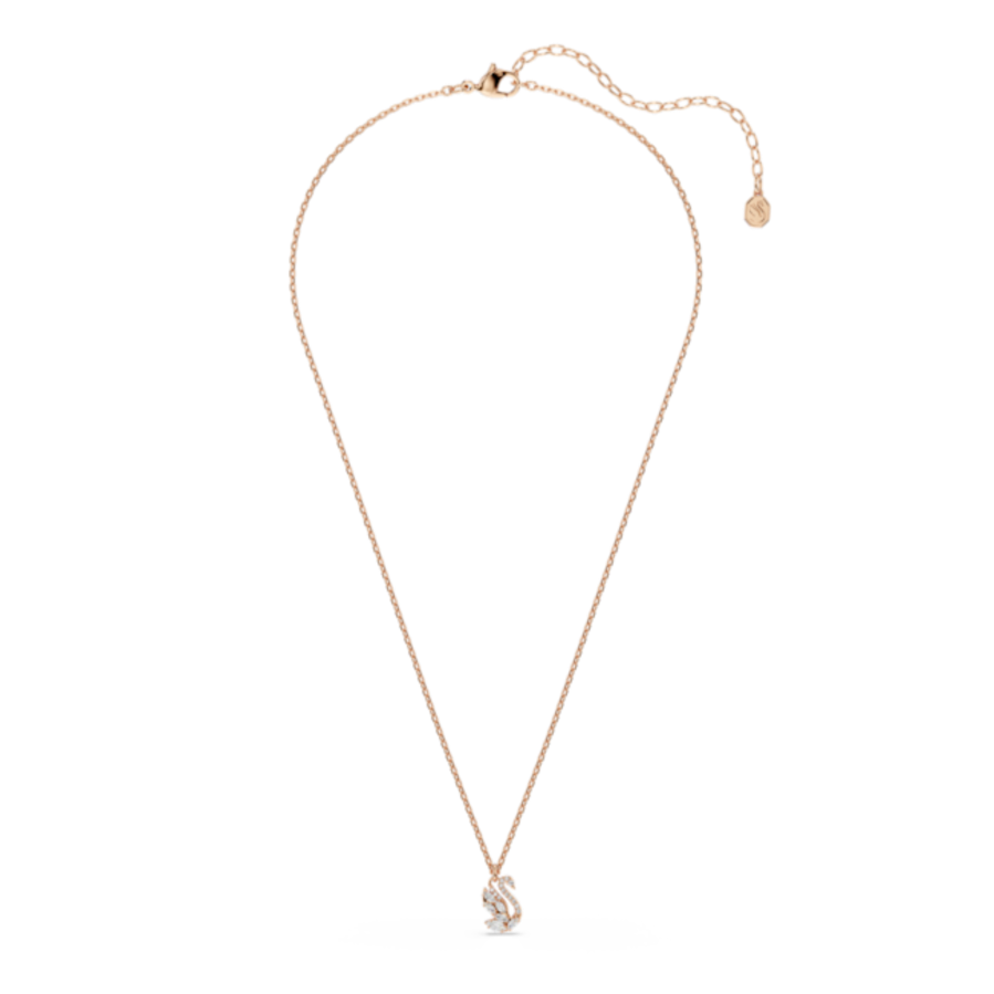 Resim Swan Kolye, Karışık kesimler, Kuğu, Beyaz, Pembe altın rengi kaplama