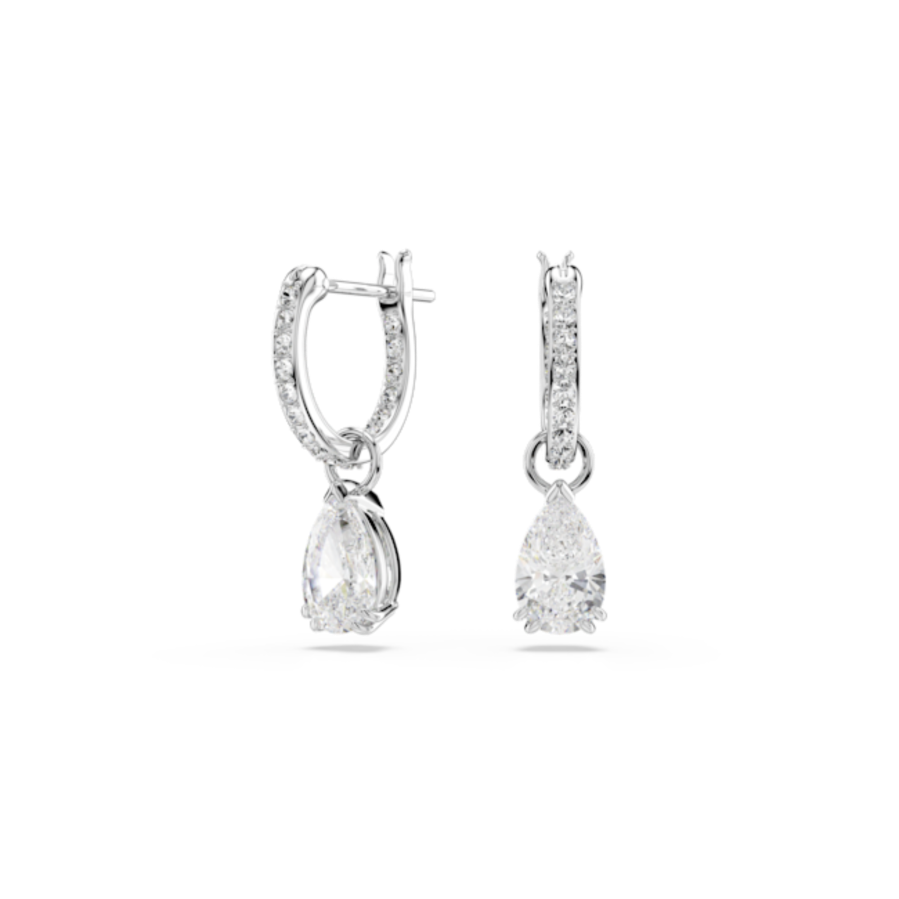 Resim Millenia halka küpeler, Armut kesim, Beyaz, Rodyum kaplama