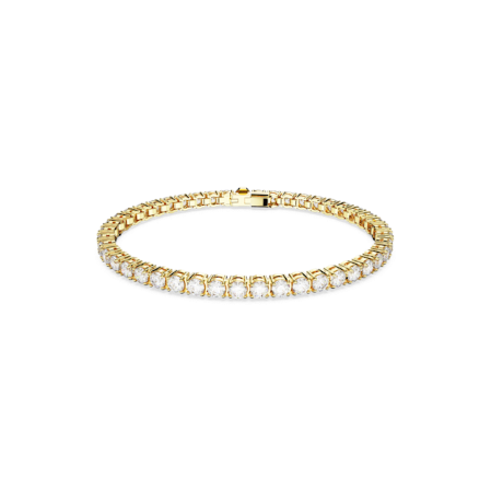 Resim Matrix Tennis Bileklik, Yuvarlak kesim, Beyaz, Altın rengi kaplama