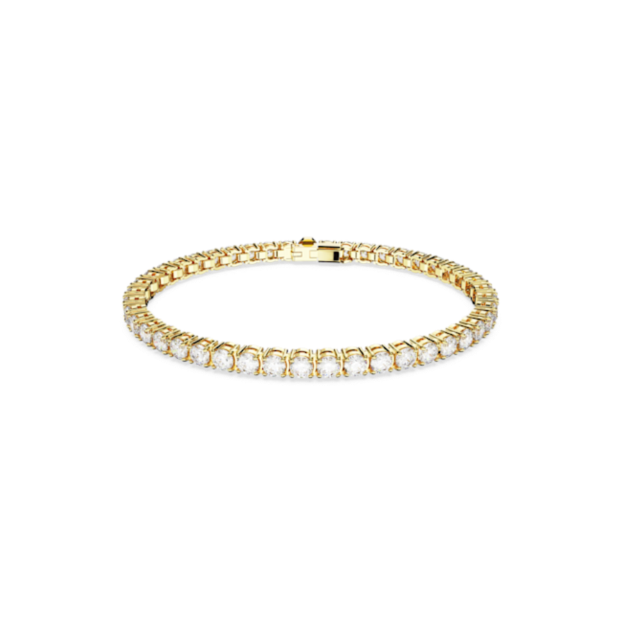 Resim Matrix Tennis Bileklik, Yuvarlak kesim, Beyaz, Altın rengi kaplama