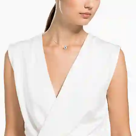 Resim Una Kolye, Yuvarlak kesim, Mavi, Rodyum kaplama