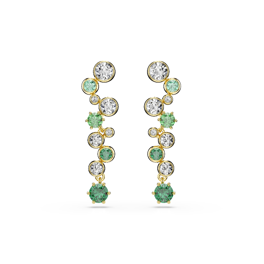 Resim Constella damla küpeler, Karışık kesimler, Yeşil, Altın rengi kaplama