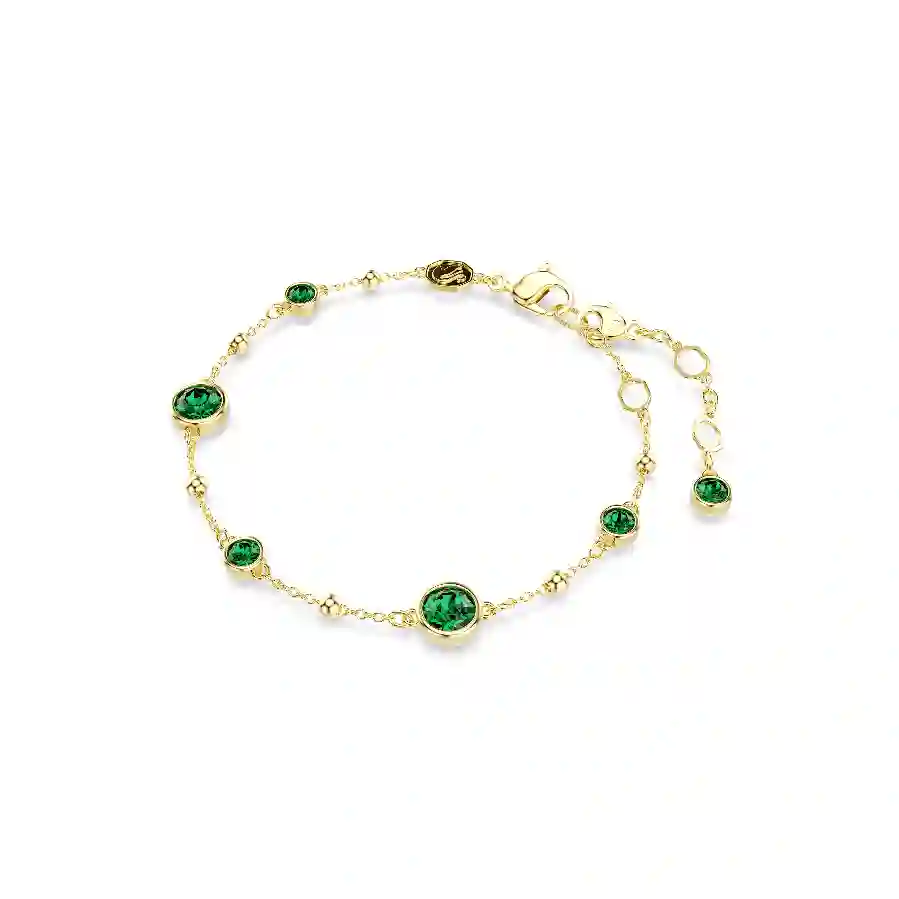 Resim Imber Bileklik, Yuvarlak kesim, Yeşil, Altın rengi kaplama