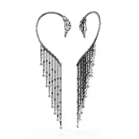 Resim The Vienna Collection kelepçe küpe, Kuğu, Beyaz, Rutenyum kaplama