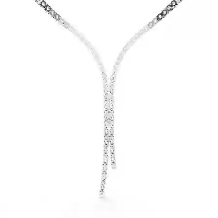 Resim Matrix Y-Kolye, Yuvarlak kesim, Beyaz, Rodyum kaplama