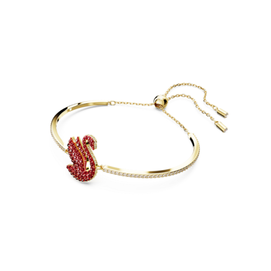 Resim Swan Bileklik, Kuğu, Orta, Kırmızı, Altın rengi kaplama