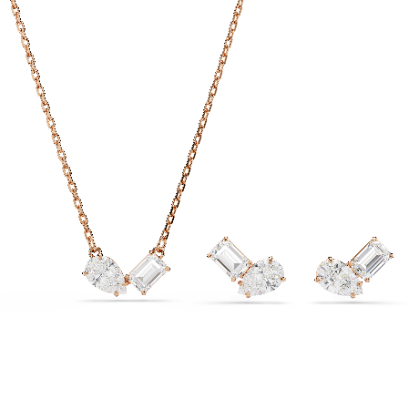 Resim Mesmera Set, Armut kesim, Sekizgen kesim, Beyaz, Pembe altın rengi kaplama