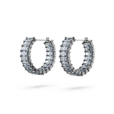 Resim Matrix halka küpeler, Baget kesim, Gri, Rutenyum kaplama