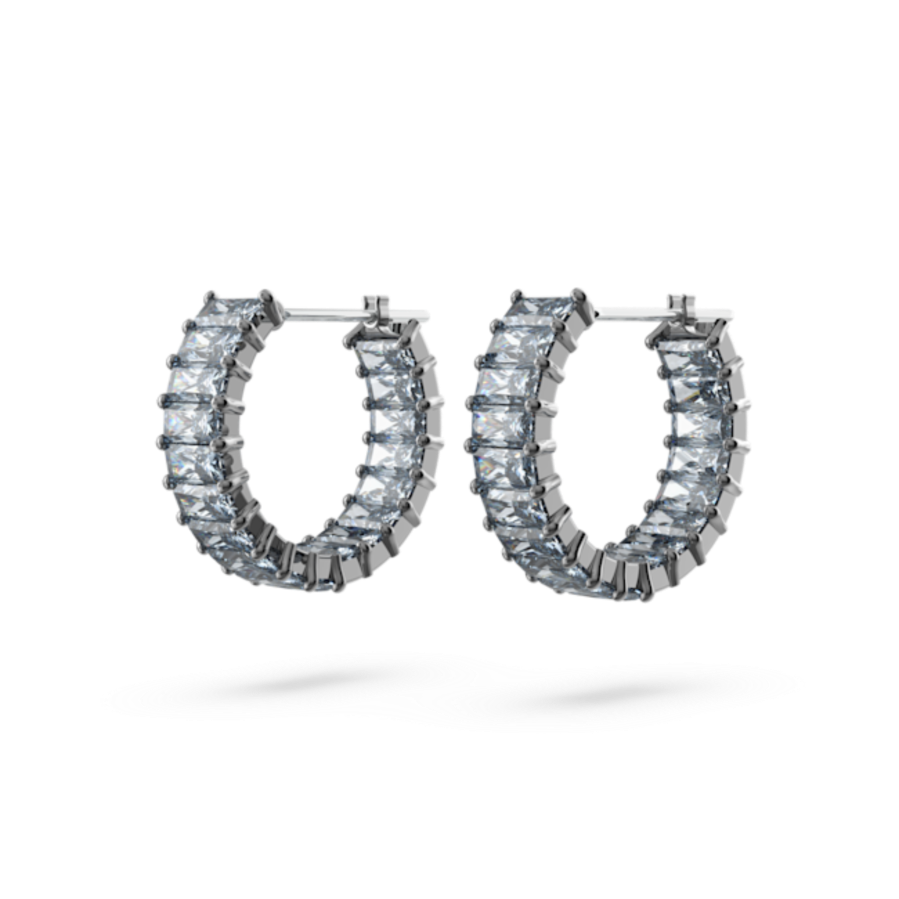 Resim Matrix halka küpeler, Baget kesim, Gri, Rutenyum kaplama