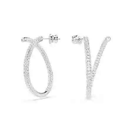 Resim Dextera halka küpeler, Yuvarlak kesim, Beyaz, Rodyum kaplama