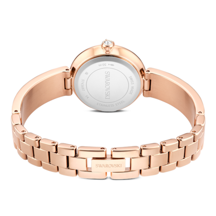 Resim Matrix pearl bangle Saat, İsviçre Üretimi, Kristal bileklik, Siyah, Pembe altın rengi yüzey