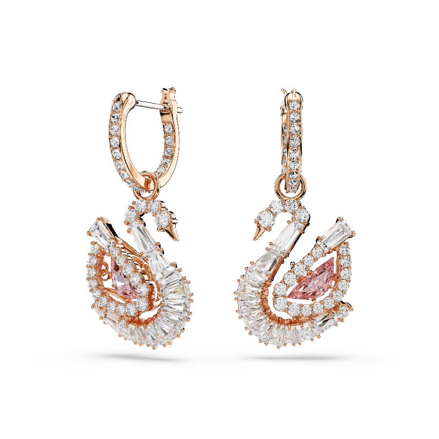 Resim Swan damla küpeler, Pavé, Kuğu, Pembe