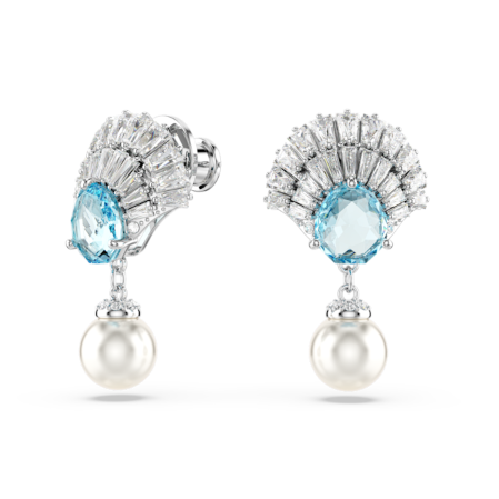 Resim Idyllia damla küpeler, Kristal inci, Deniz Kabuğu, Mavi, Rodyum kaplama