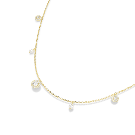 Resim Una Angelic Dizi Kolye, Kristal inci, Yuvarlak kesim, Beyaz, Altın rengi kaplama