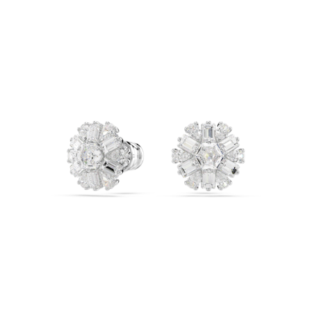 Resim Idyllia düğme Küpeler, Karışık kesimler, Kar tanesi, Beyaz, Rodyum kaplama