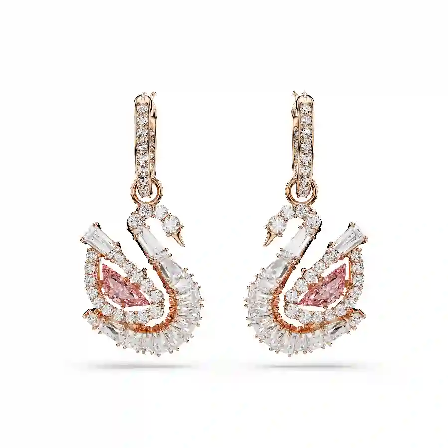 Resim Swan damla küpeler, Pavé, Kuğu, Pembe