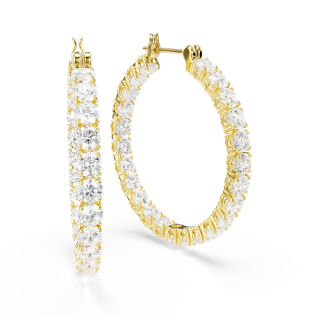 Resim Matrix halka küpeler, Yuvarlak kesim, Beyaz, Altın rengi kaplama