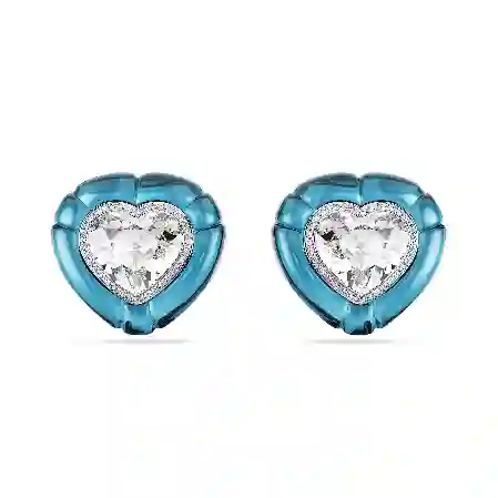 Resim Dulcis Klipsli Küpeler, Kalp kesim, Pavé, Kalp, Mavi, Rodyum kaplama