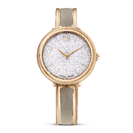 Resim Crystalline Bangle Saat, İsviçre Üretimi, Metal bileklik, Bej, Pembe altın rengi yüzey