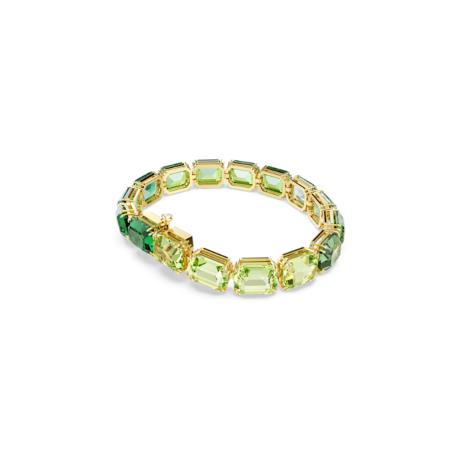 Resim Millenia Tennis bileklik, Sekizgen kesim, Renk geçişli, Yeşil, Altın rengi kaplama